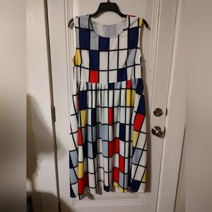 SHEIN Multicolor Grid Midi Dress